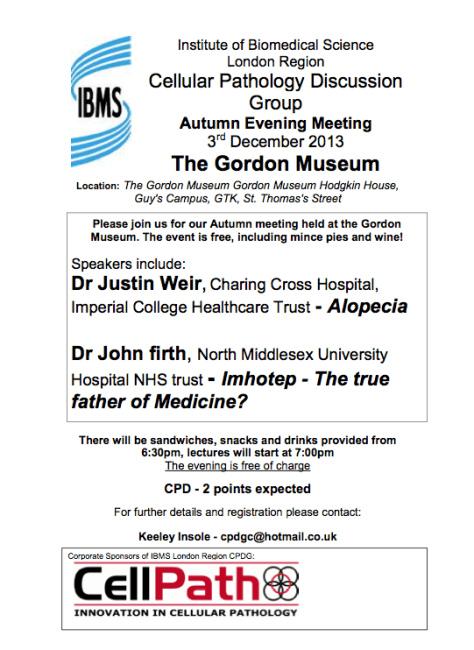 An image shoing the speakers for the IBMS CPDGC evening Autumn event 2013